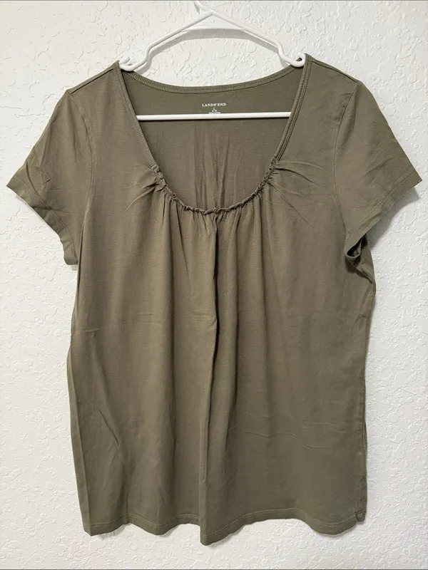 Lands’ End Olive Scoop Neck Short Sleeve Top - Image 5