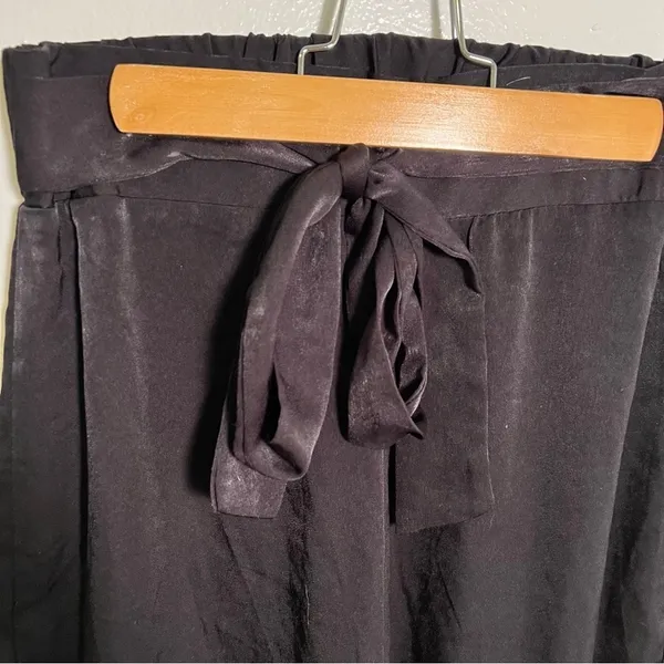 West Kei Women's Size Small Cropped Wide Leg Tie Waist Pants Black‎ High-Rise - Image 7