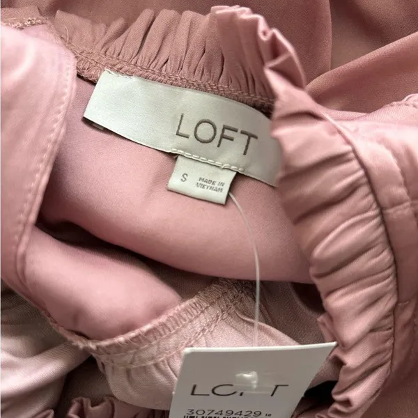 LOFT Pink Ruffle Neck Top Small NWT - Image 7