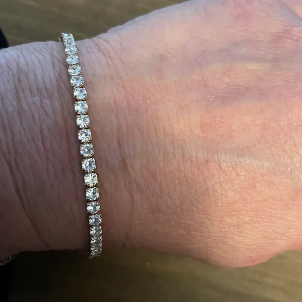 Cubic Zirconia Adjustable Slide Tennis Bracelet Gold - Image 5