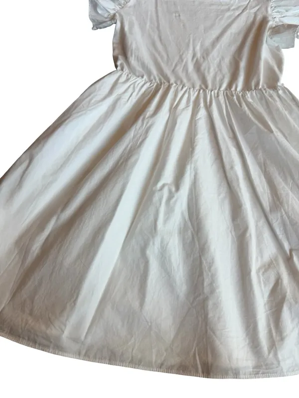 En Saison White A-Line Dress Flowy Sleeves Cotton Blend Stretch Size Medium - Image 11