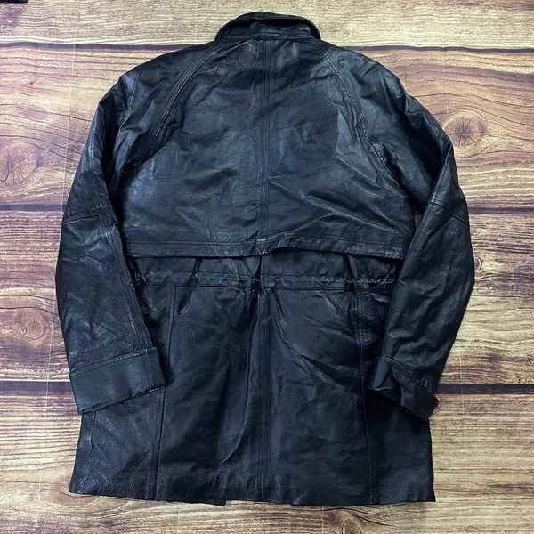 Phase Two Black Leather Jacket Womens Medium Full Zip Pockets - Image 2