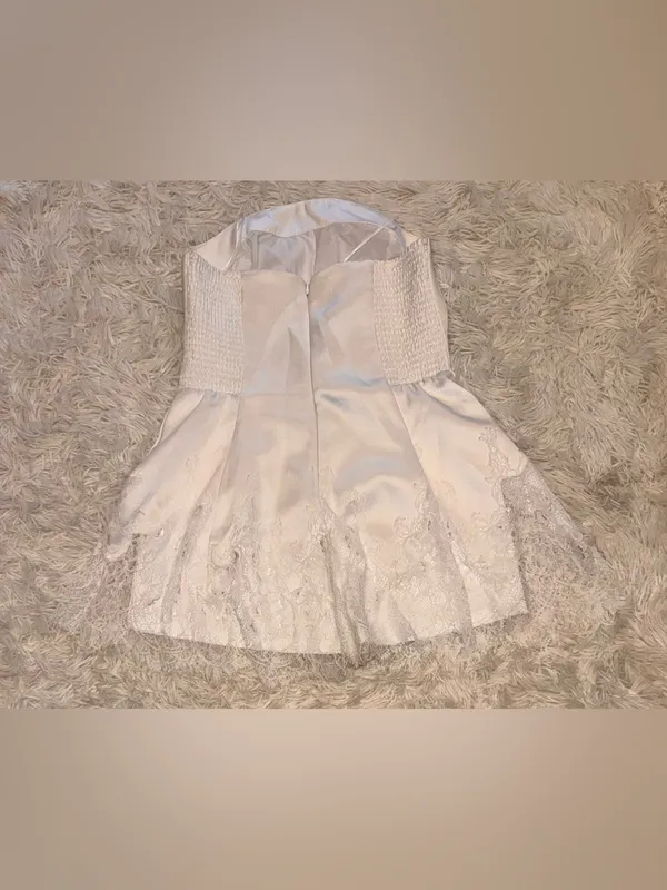 NEW AMANDA UPRICHARD Romilly Lace Hem White Strapless Romper Sz L - Image 7