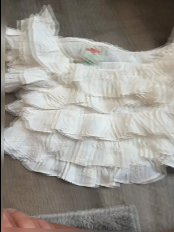 Farm Rio White Ruffled Crop Top XS - Image 10