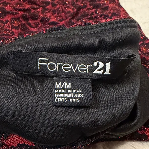 Forever 21 Vintage Red Black Leopard Print Strapless Bodycon Back Cutout Dress M - Image 3