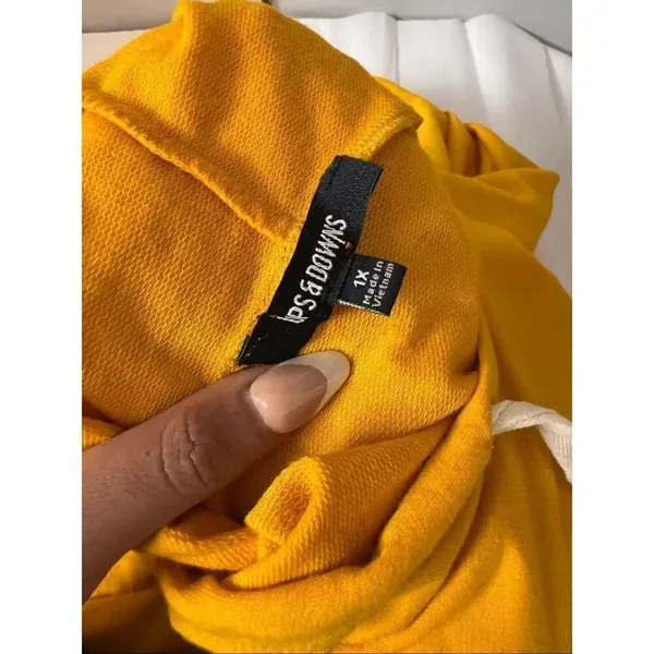 Ups & Downs Yellow Ruffle Sleeve Hoodie Dress Women’s 1X - Image 5