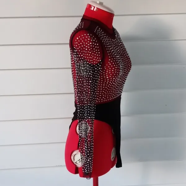 Shein Embellished Sheer Bodysuit Sz XS - Image 6