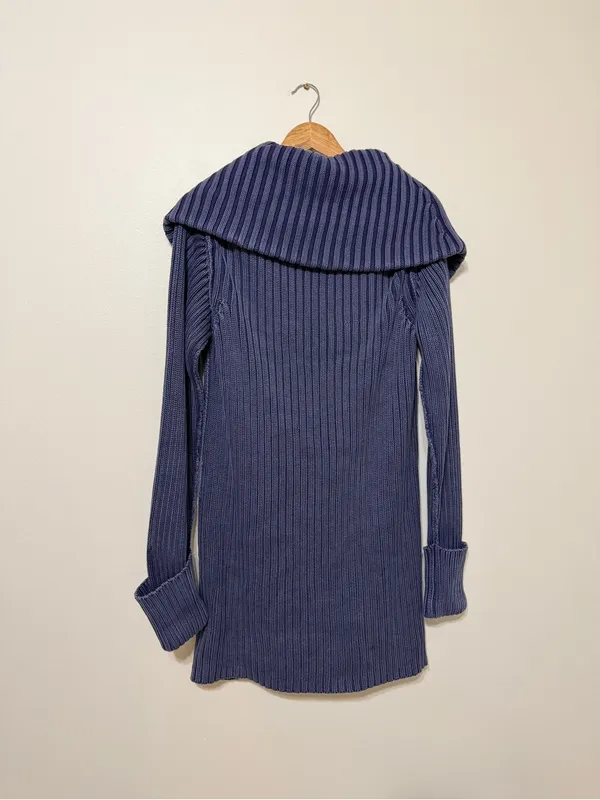 Free People Ryanne Long Haul Cardigan Size Large Chunky Knit Sweater Blue NWOT - Image 7