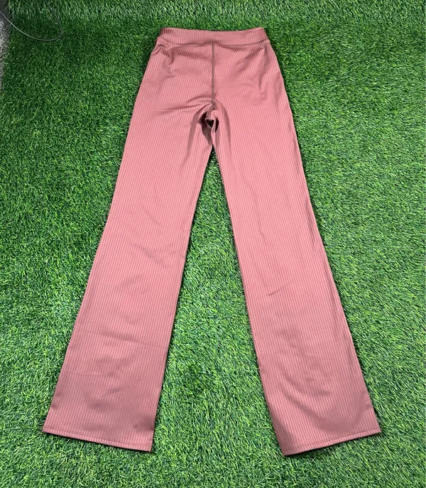 Vuori Ribbed Crossover Waist Flare Leggings Mauve Brown Size Small - Image 2