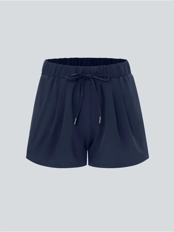 Halara 10HBB.- High Waisted Elastic Waistband Drawstring Pleated Yoga Shorts 3". - Image 5
