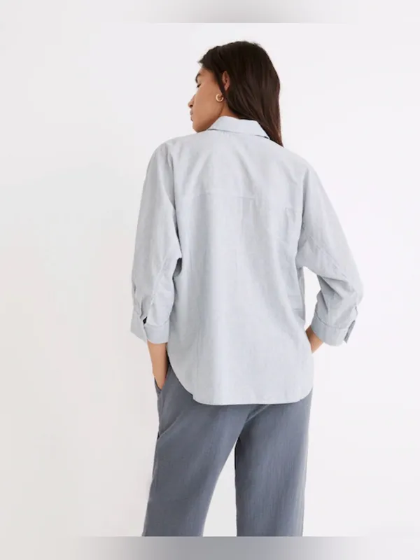 Madewell Wellesley Oversized Seamed Shirt in Stripe SIZE M - Image 3