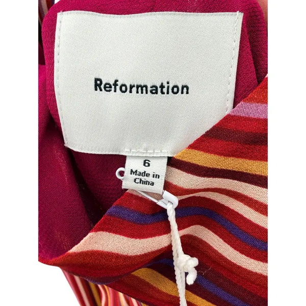 Reformation Bibi Dress Rio Stripe Multi Striped Halter Backless Keyhole Sz 6 NEW - Image 5