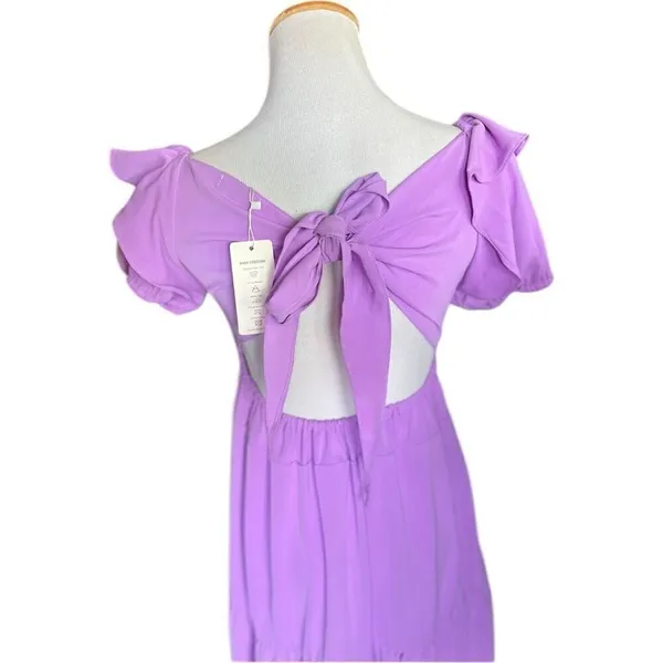 NWT Womens New Fashion Lilac Stunning Tiered Tie Back Midi Dress - Sz S - Image 4