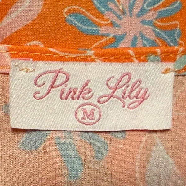 Pink Lily Morning Mimosas Mini Dress Orange‎ Floral Tiered Boho Women Medium - Image 7