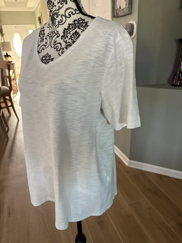 Chico’s Size 2 Large White Hi Lo Short Sleeve Top - Image 3