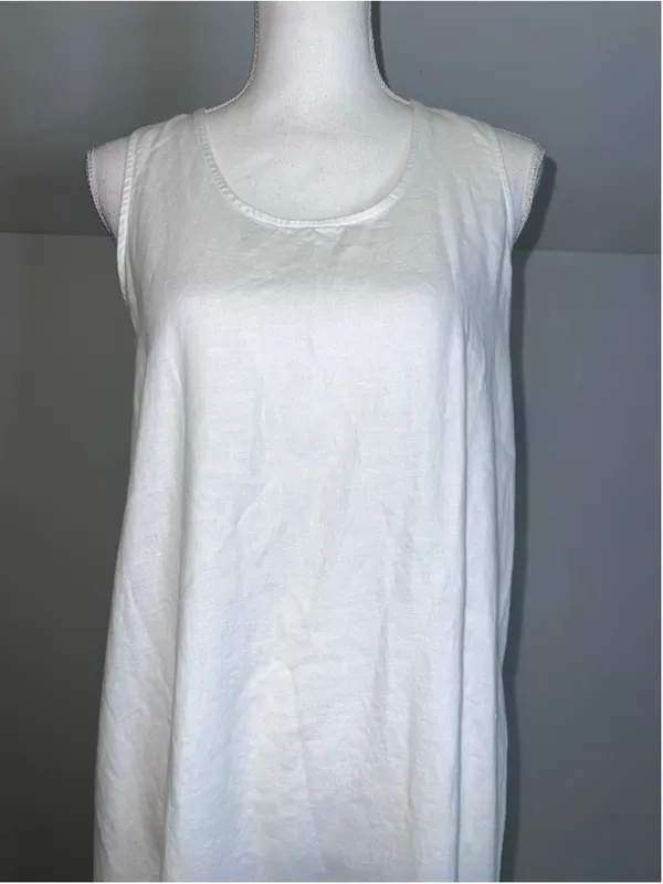 Saks Fifth Avenue White 100% Linen Sleeveless Maxi Dress S - Image 2