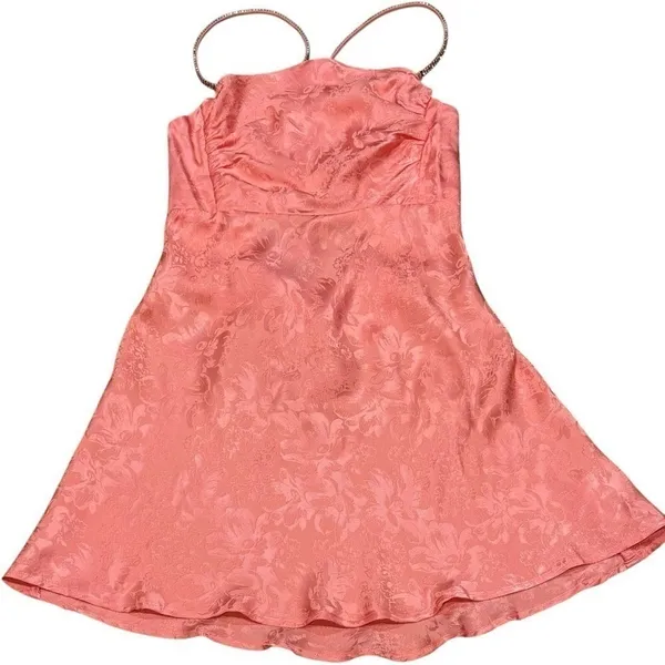 NWT For Love & Lemons Gabrielle Embellished Pink Open Back Mini Slip Dress Small - Image 5
