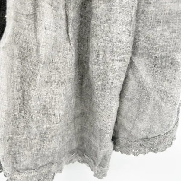 Muche et Muchette Womens 100% Linen Lace Lagenlook Tiered Boho Maxi Skirt OS - Image 8