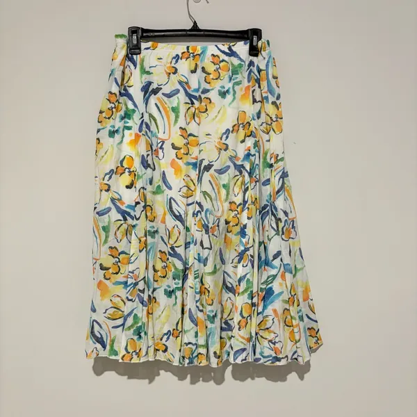 Hope &‎ Harlow floral watercolor maxi skirt white orange blue size Large - Image 2