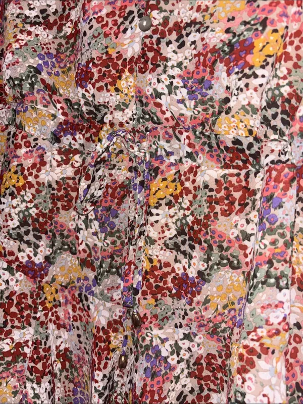 Entro Floral Print V-Neck Long Sleeve Dress Peasant - Image 4