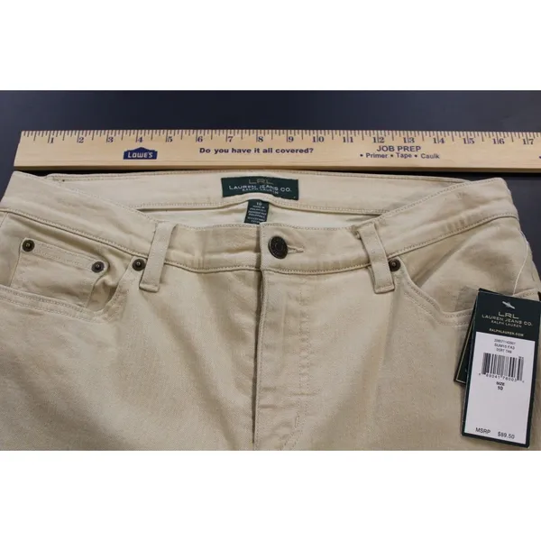 Ralph Lauren Jeans Co Womens 10 Classic Straight Slim Fit Jeans Desert Tan Khaki - Image 5