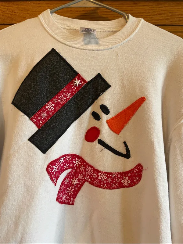 Jerzees White Crewneck with Festive Snowman Face - Image 3
