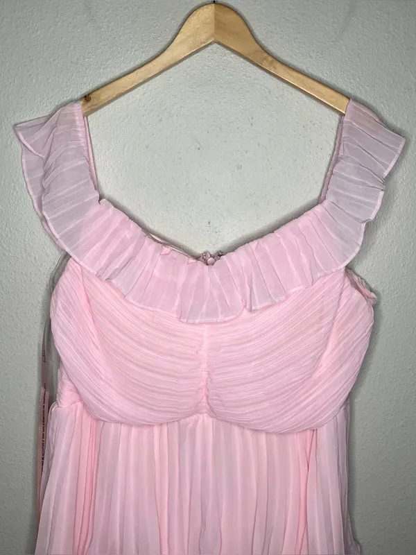NEW Lulu’s Always Remarkable Pleated Tiered Off Shoulder Maxi Dress in Pink - Image 6