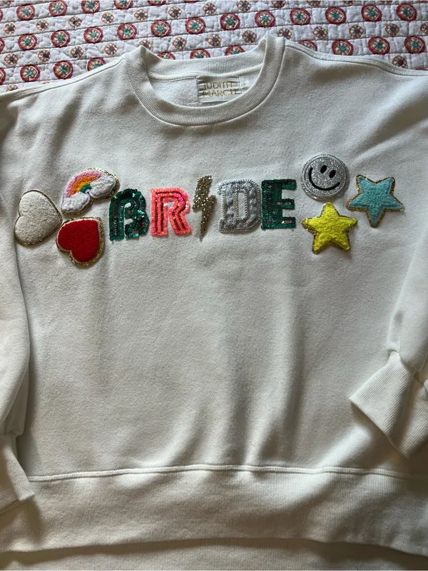 Judith March ‘Bride’ Patched Sequin Crewneck Sweater size medium retails $150 - Image 3