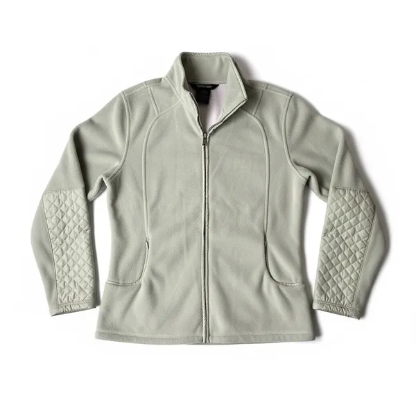 Barrage Collection Women's Fleece Jacket Quilted Arms Zip Up‎ Light Green Size M - Image 2