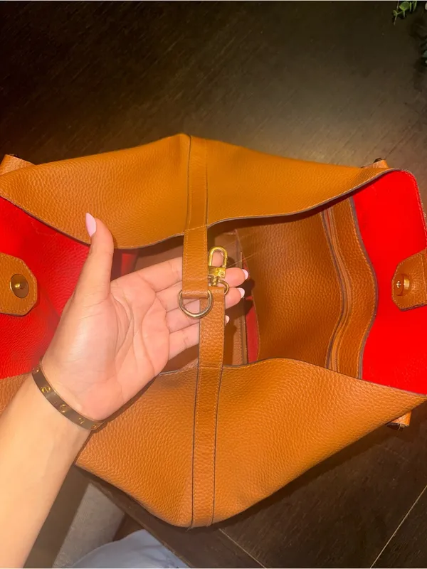 Classic Women's Tote Handbag with Wristlet - Orange - Image 4