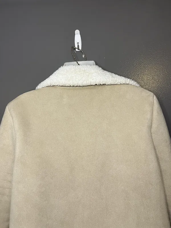 Show Me Your Mumu Jacket Womens Medium Beige Faux Shearling Sheldon Bomber Zip - Image 10