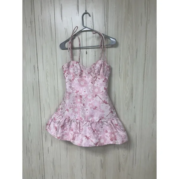 Amanda Uprichard Champagne Skirt Romper Cherry Blossom Brocade Coquette Medium - Image 3