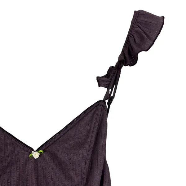 NWT Free People Intimately Pointelle Bodysuit Purple Coquette Lace Trim Size L - Image 4