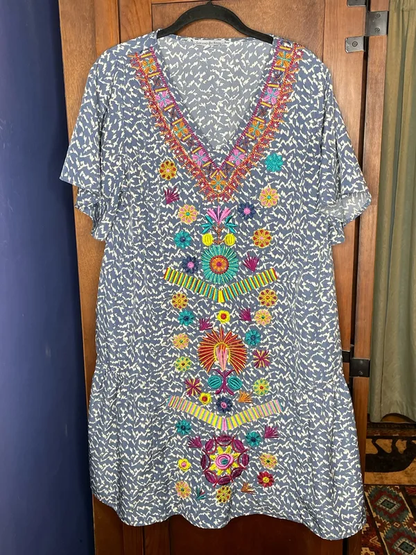 See and Be Seen NEW Embroidered Tunic Causal Dress Floral Festival Babydoll M - Image 2