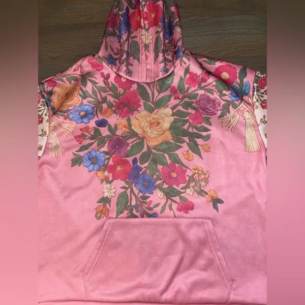 Pink Floral Hoodie with Garden Motif - Image 5