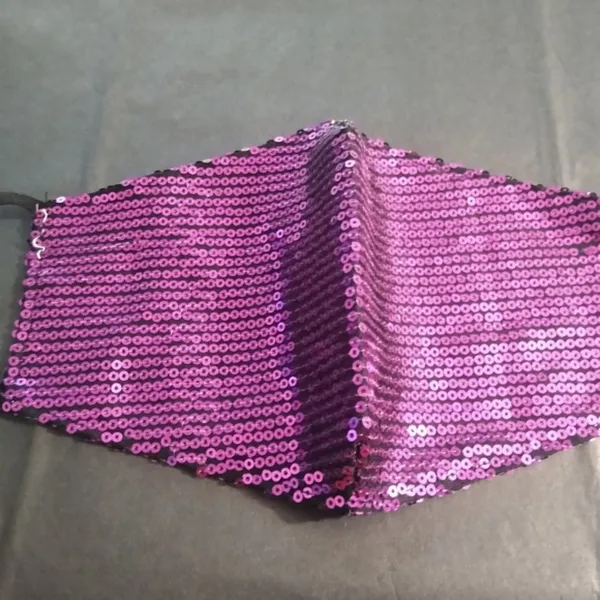 WINE ONION Sequin Purple Reusable Washable Protective Face Mask - Image 2