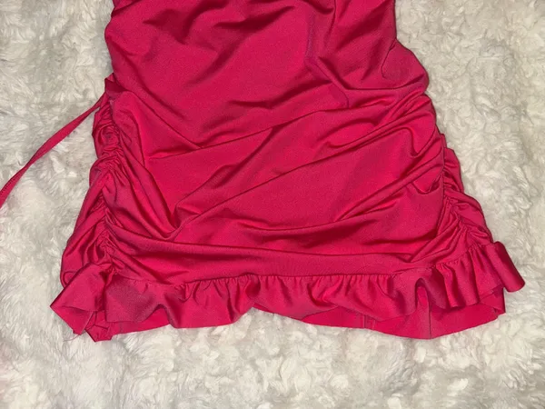 Pink Tied Cutout Wrap Hem Short Dress  - Image 7