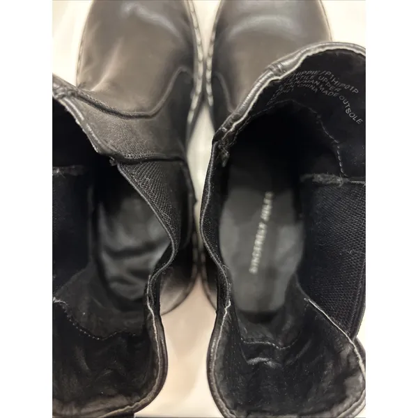 Black Leather Platform Boots Size 7.5 sincerely Jules Sleek‎ Hippie Retro - Image 6
