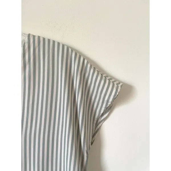 Madewell Striped Button Mini Dress Green Gray Tank Size Small - Image 3