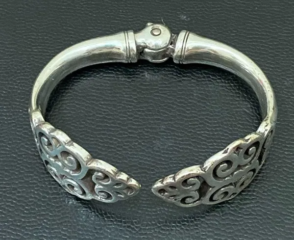 Vintage Retired BRIGHTON Filigree Hinged Cuff Bangle Bracelet 49.5g - Image 11