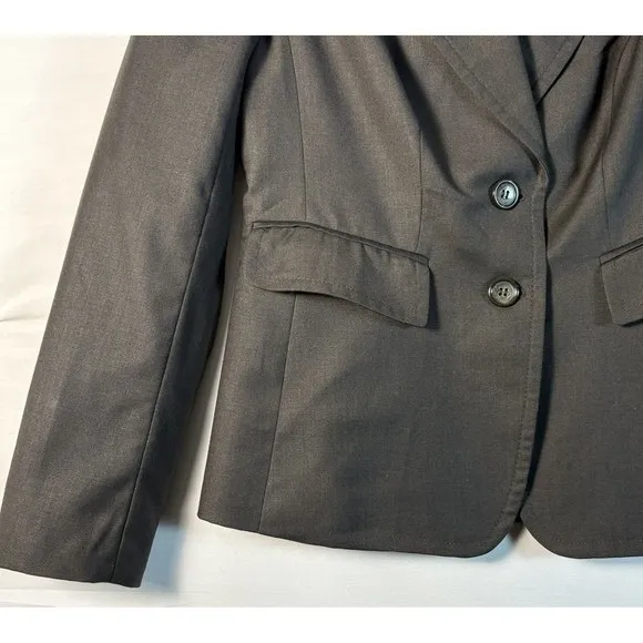 The Limited Brown Two Button Blazer pockets faux belt on‎ back work casual 8 - Image 5