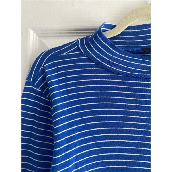 J Crew Womens Large Blue Striped Long Sleeve‎ Gold Button Black Label - Image 4