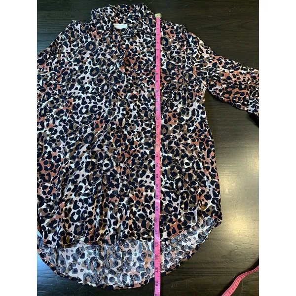 Beach Lunch Lounge Leopard Print‎ Blouse Womens Medium Animal Cheetah Mob Wife - Image 9