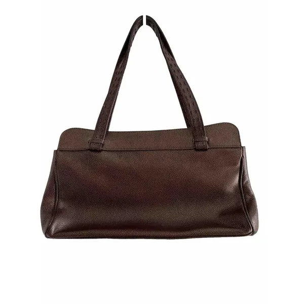 Ashneil Shimmer Brown Pebbled Leather Satchel Bag Silver Hardware Suede Lining‎ - Image 3