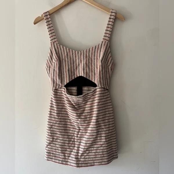 Zara Cream Embroidered Cutout Romper Dress Aztec Pattern‎ Print - Image 2