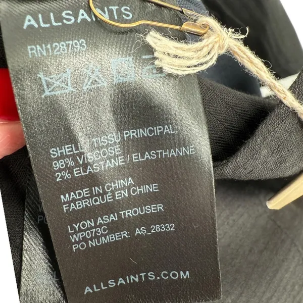 NWOT ALLSAINTS Womens‎ Lyon Asai Trouser Pants Navy Pleated Size 2 Contemporary - Image 10