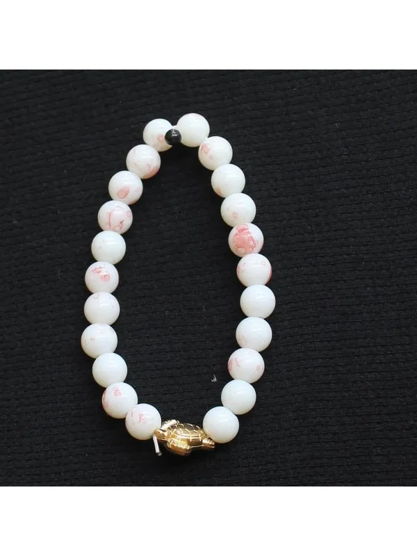 NEW Beaded Pineapple Turtle Seashell Beach Bracelet Set Gold / Pink / White - Image 2