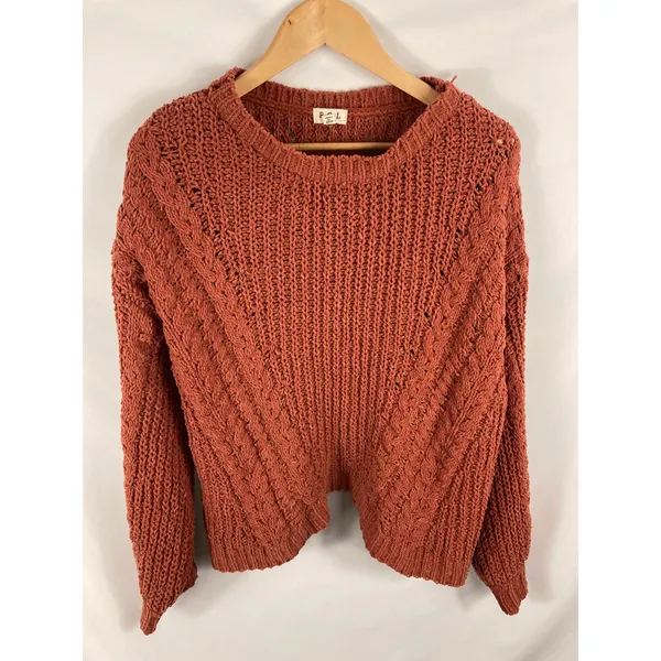 POL Chunky Knit Oversized Orange Sweater Size Small - Image 3