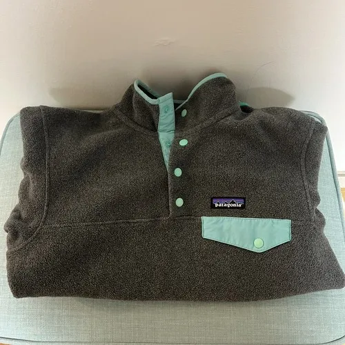 Patagonia Synchilla Snap-T Fleece Pullover Jacket Logo Gray Teal Women’s Size XS - Image 9