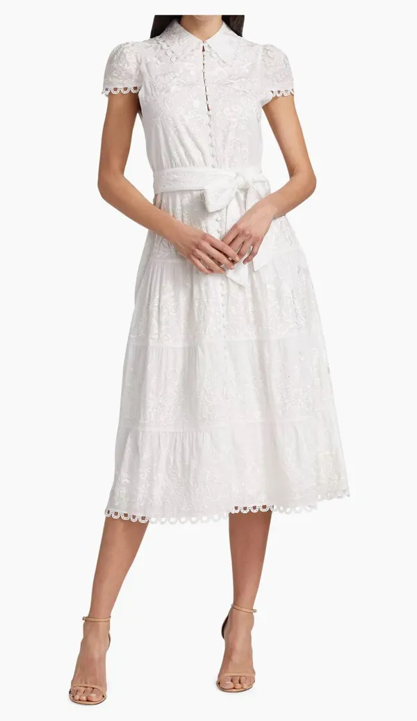 Alice + Olivia Size 4 Vannessa Belted Midi Shirtdress Retails $595 - Image 5